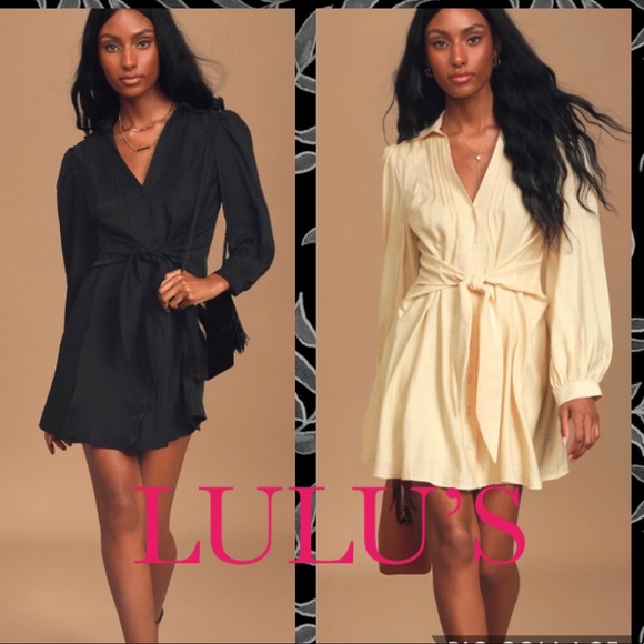 Lulus Dresses & Skirts - BNWT Lulus Black Button-Up Tie-Front Shirt Dress